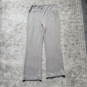 Jason Wu Ribbed Gray Taupe Wide-Leg Leisure Trouser Stretch Pull On Pants Casual